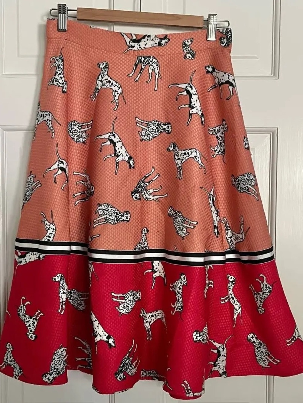 Hutch Coral and Red Dalmatian A-Line Skirt